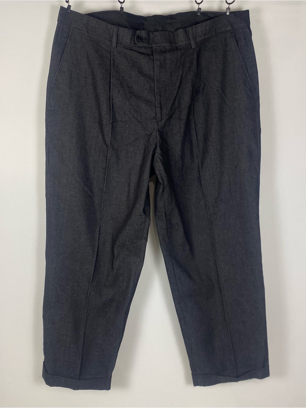 InSerch Black Cotton Blend Pleated Waist Cuffed Hem Dress Pants Size 44